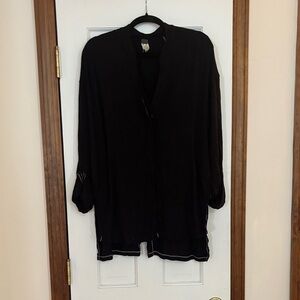 We the Free Black Button-Up 3/4 Sleeved Top